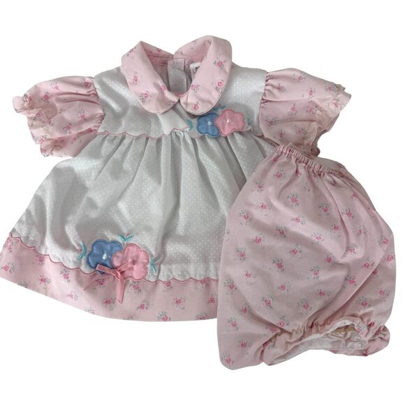 Sears Other - VTG Sears Baby Girls Infant Toddler Dress 24 Months Pink & White Floral Bloomers